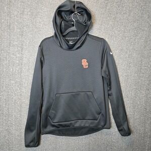 Nike USC Trojans Hoodie Women's Medium Black Gray Therma Fit Football Sweater